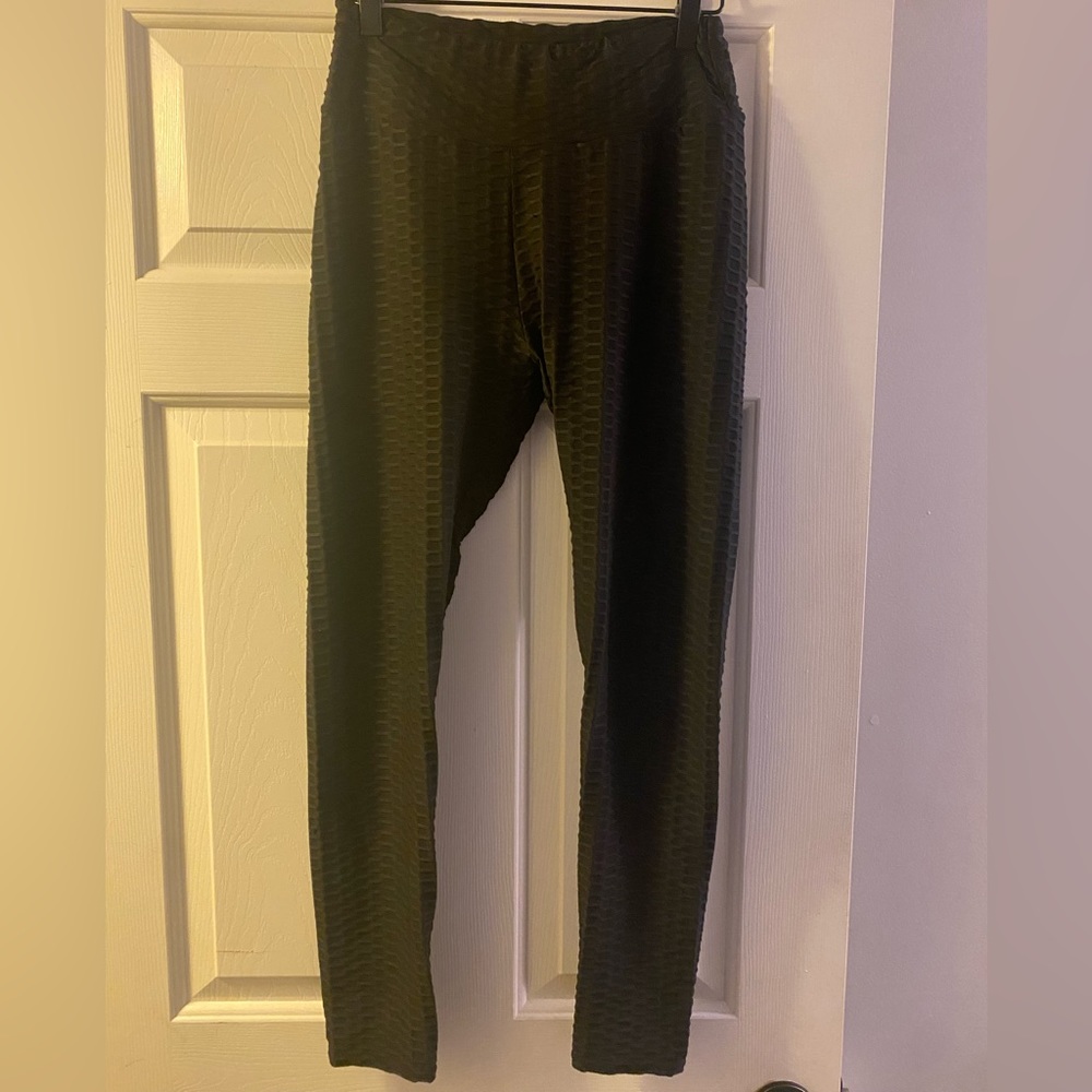 High Waisted Yoga Pants Butt Lift Tights Stretch Jacquard Knit Leggings